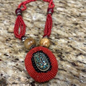 Elegant Red Beaded Necklace
